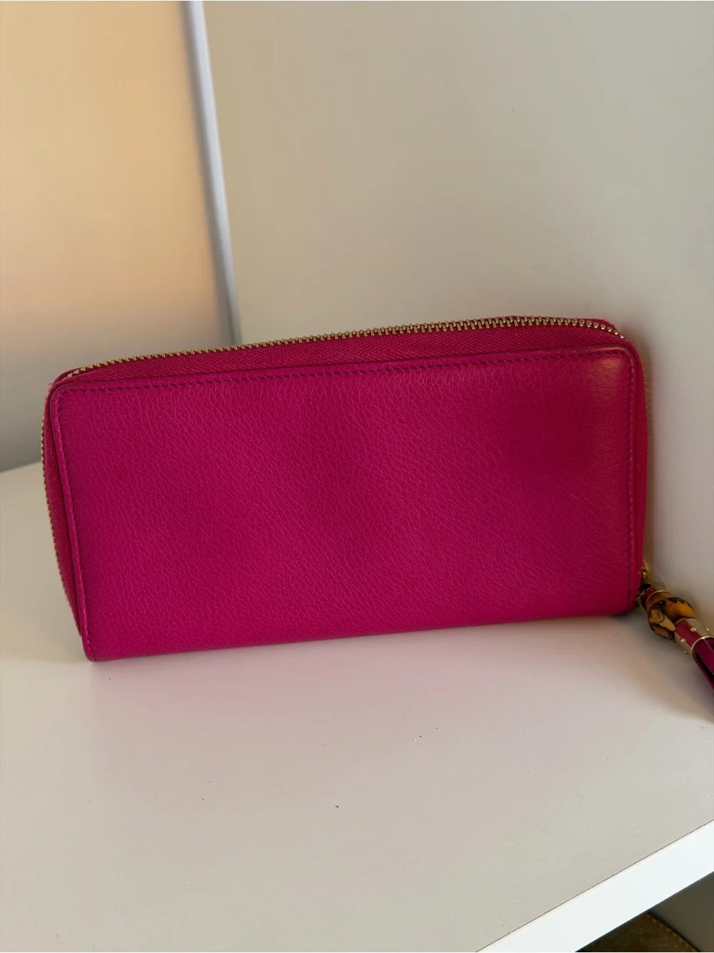 Gucci Bamboo Tassel Zip Around Wallet Pink Leather - Picture 8 of 13